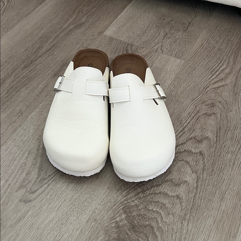 White Buckle Clogs - Picture 2 of 7